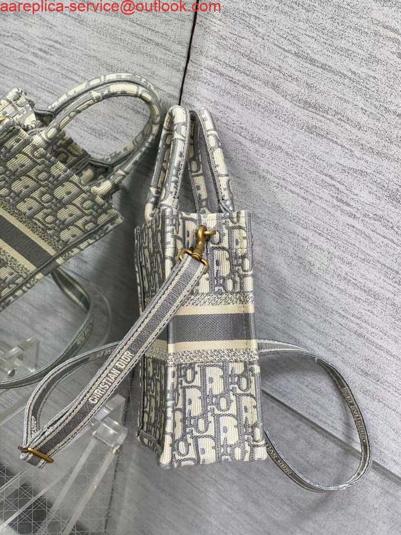 Replica Dior S5555 Mini Dior Book Tote Phone Bag Gray Dior Oblique Embroidery