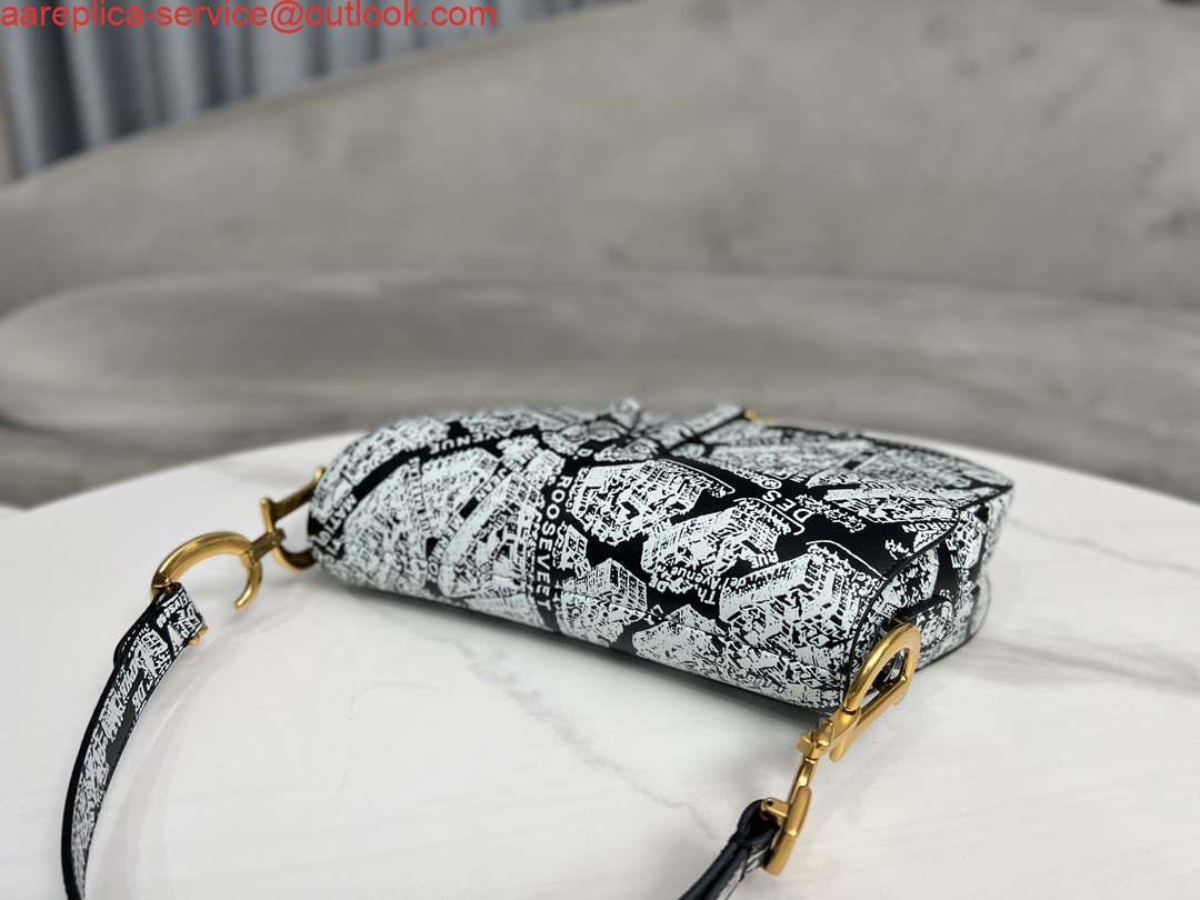 Replica Dior M0455 Saddle Bag With Strap Black and White Ultramatte Calfskin