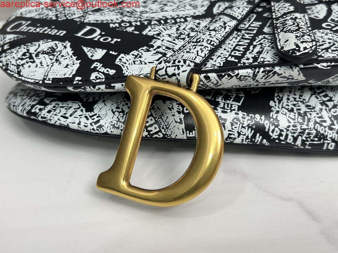Replica Dior M0455 Saddle Bag With Strap Black and White Ultramatte Calfskin
