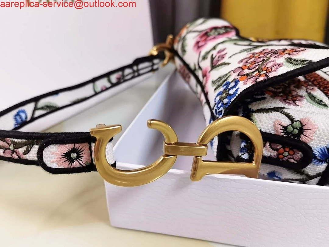 Replica Dior M0455 Saddle Bag With Strap White Cross-Stitch Embroidery