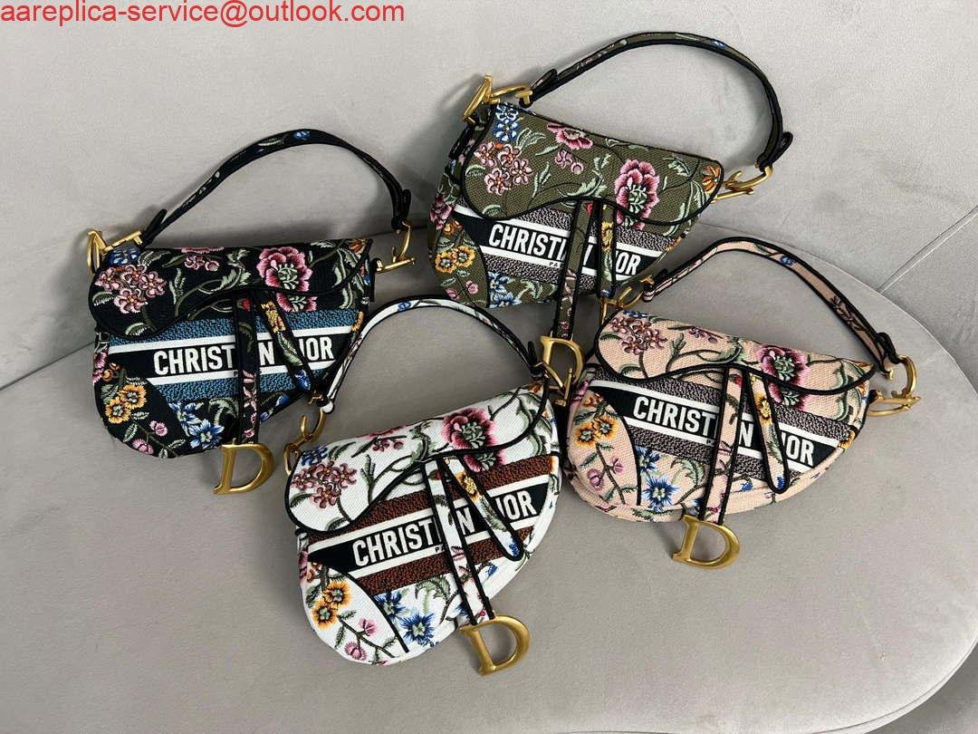 Replica Dior M0455 Saddle Bag With Strap Black Cross-Stitch Embroidery