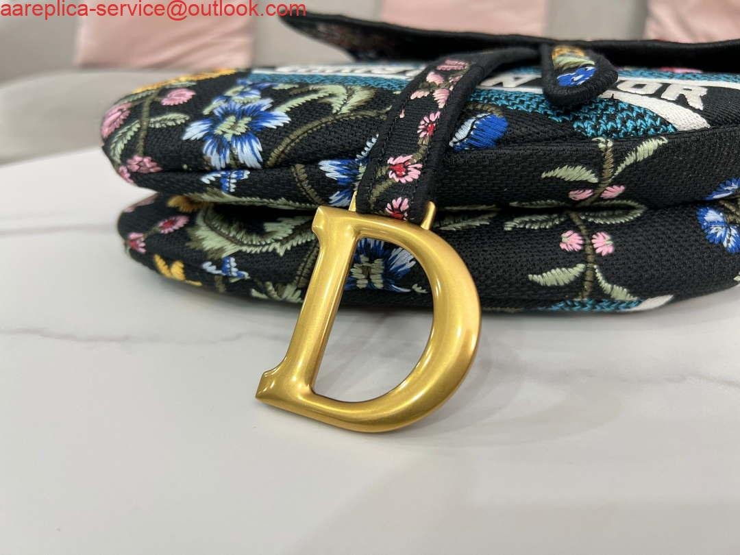 Replica Dior M0455 Saddle Bag With Strap Black Cross-Stitch Embroidery