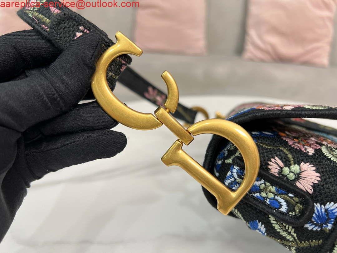 Replica Dior M0455 Saddle Bag With Strap Black Cross-Stitch Embroidery