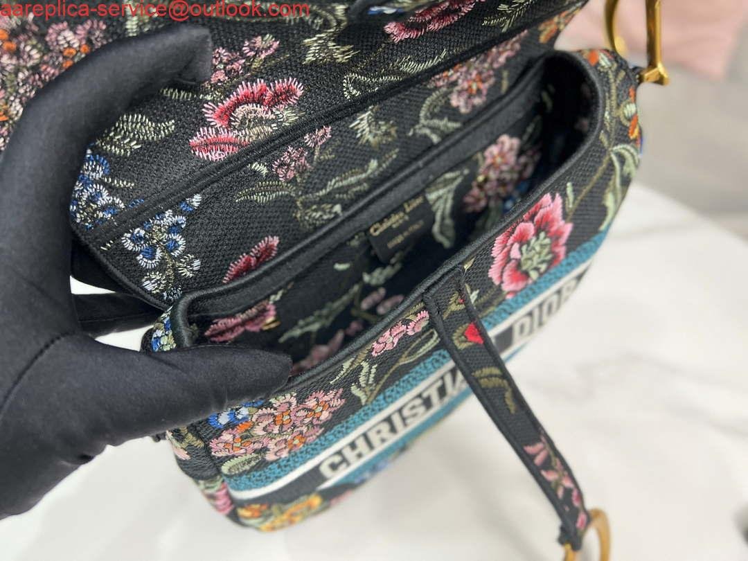 Replica Dior M0455 Saddle Bag With Strap Black Cross-Stitch Embroidery