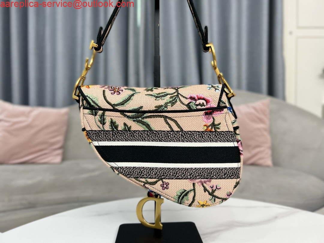 Replica Dior M0455 Saddle Bag With Strap Pink Cross-Stitch Embroidery
