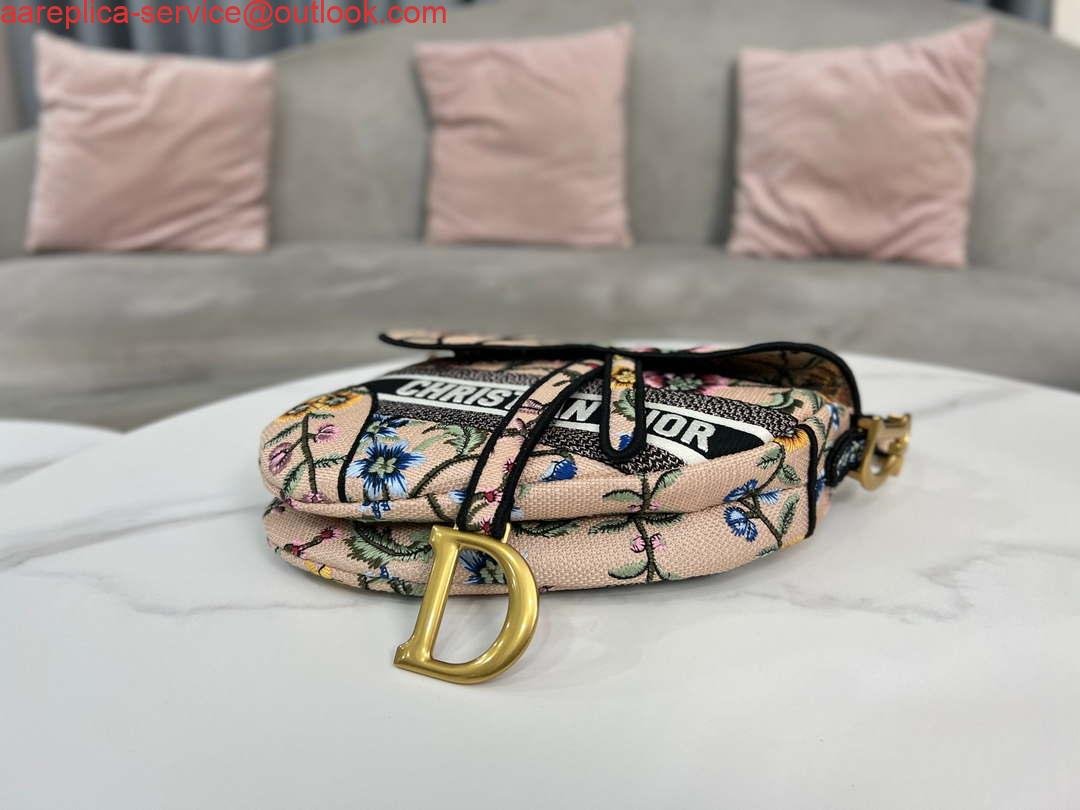 Replica Dior M0455 Saddle Bag With Strap Pink Cross-Stitch Embroidery