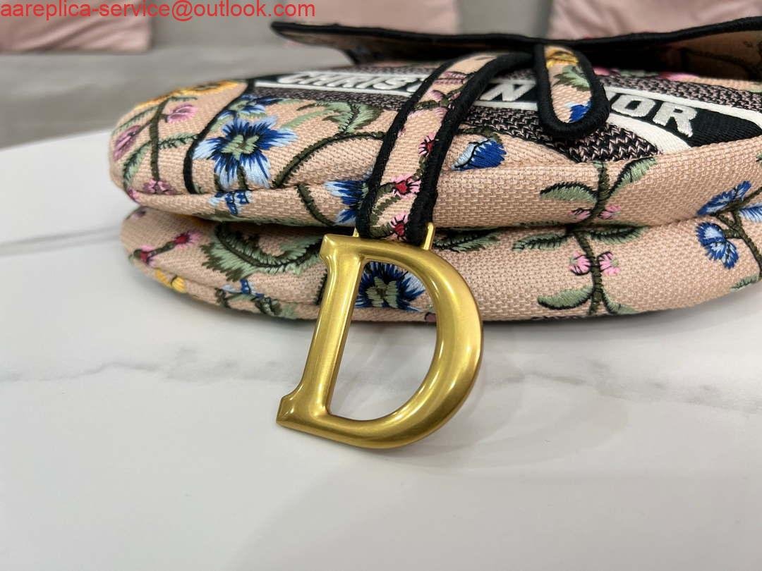 Replica Dior M0455 Saddle Bag With Strap Pink Cross-Stitch Embroidery