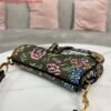 Replica Dior M0455 Saddle Bag With Strap Green Cross-Stitch Embroidery