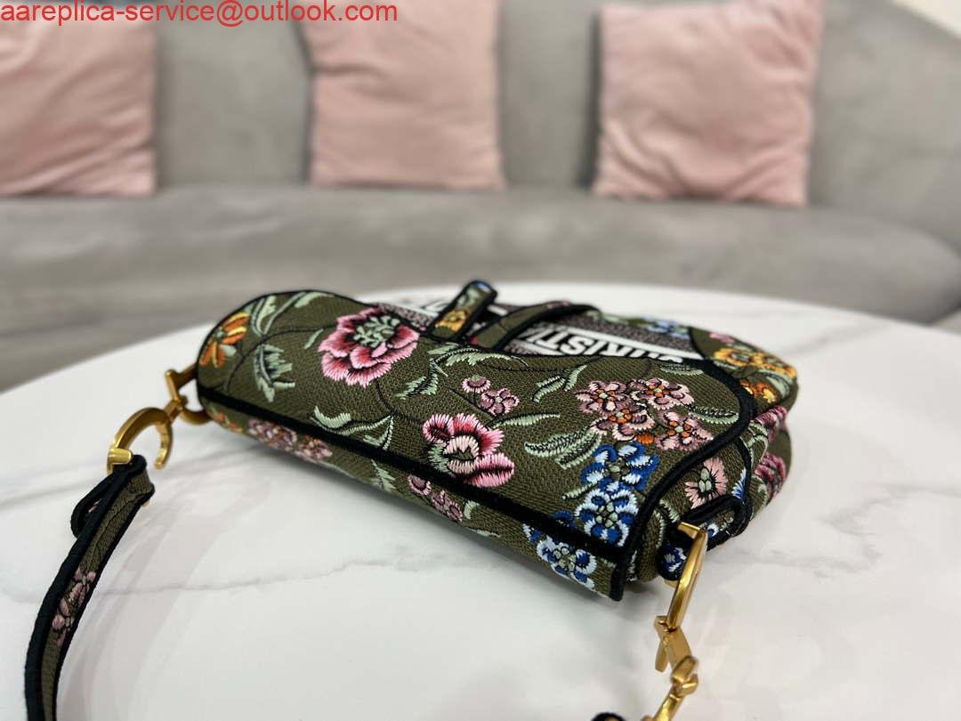 Replica Dior M0455 Saddle Bag With Strap Green Cross-Stitch Embroidery