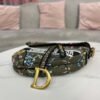 Replica Dior M0455 Saddle Bag With Strap Green Cross-Stitch Embroidery