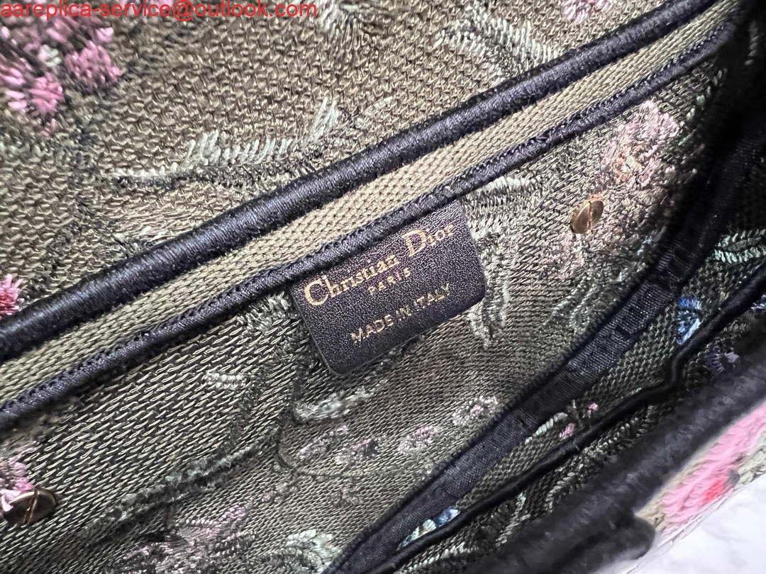 Replica Dior M0455 Saddle Bag With Strap Green Cross-Stitch Embroidery