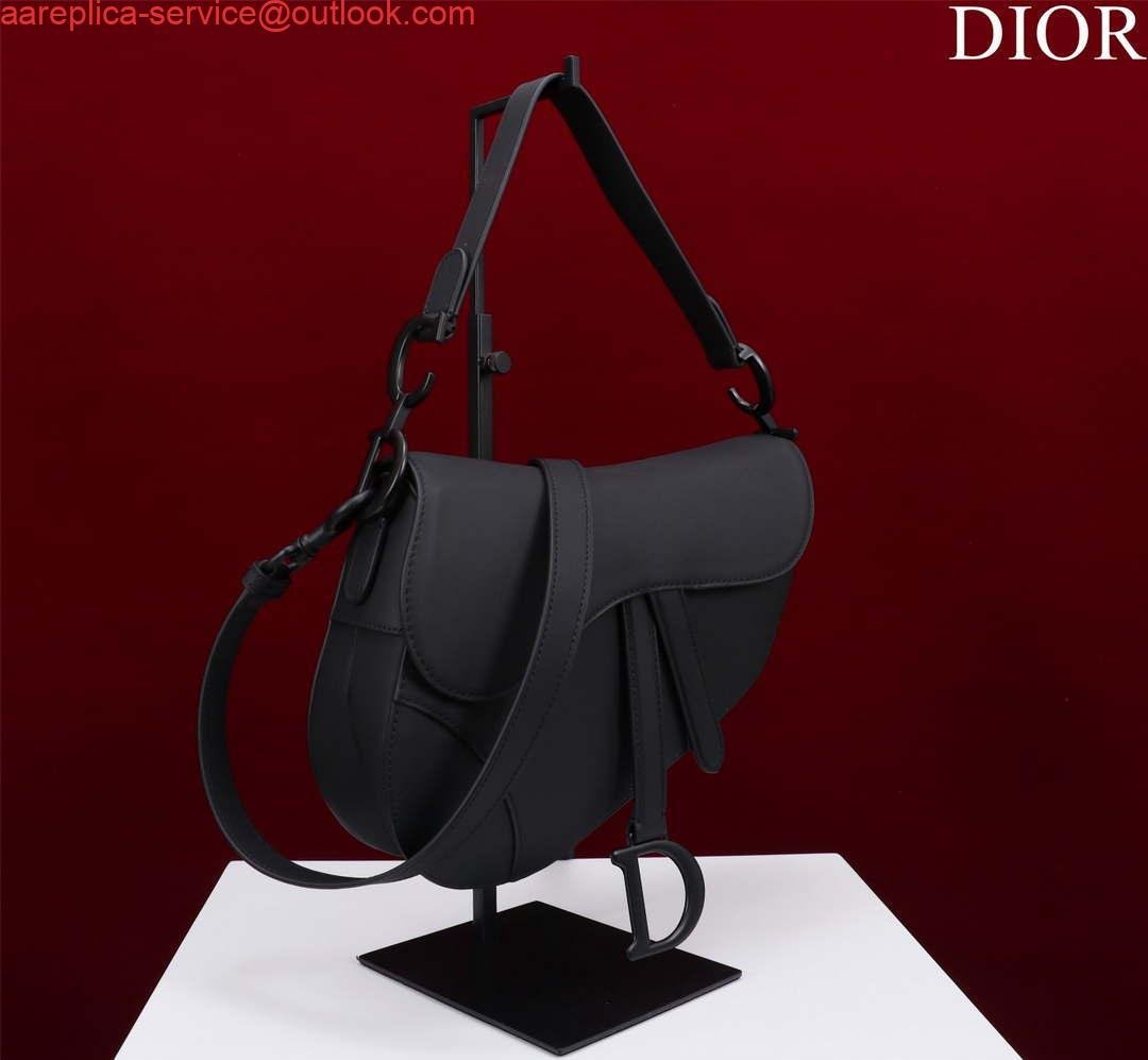Replica Dior M0455 Saddle Bag With Strap Black Ultramatte Calfskin Black Hardware