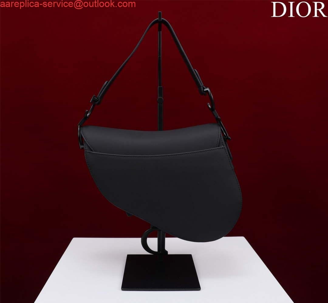 Replica Dior M0455 Saddle Bag With Strap Black Ultramatte Calfskin Black Hardware