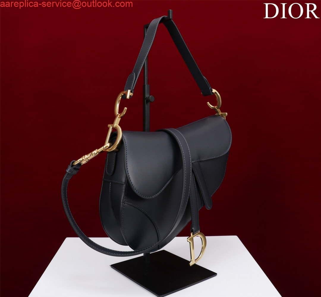 Replica Dior M0455 Saddle Bag With Strap Ultramatte Calfskin Black Gold