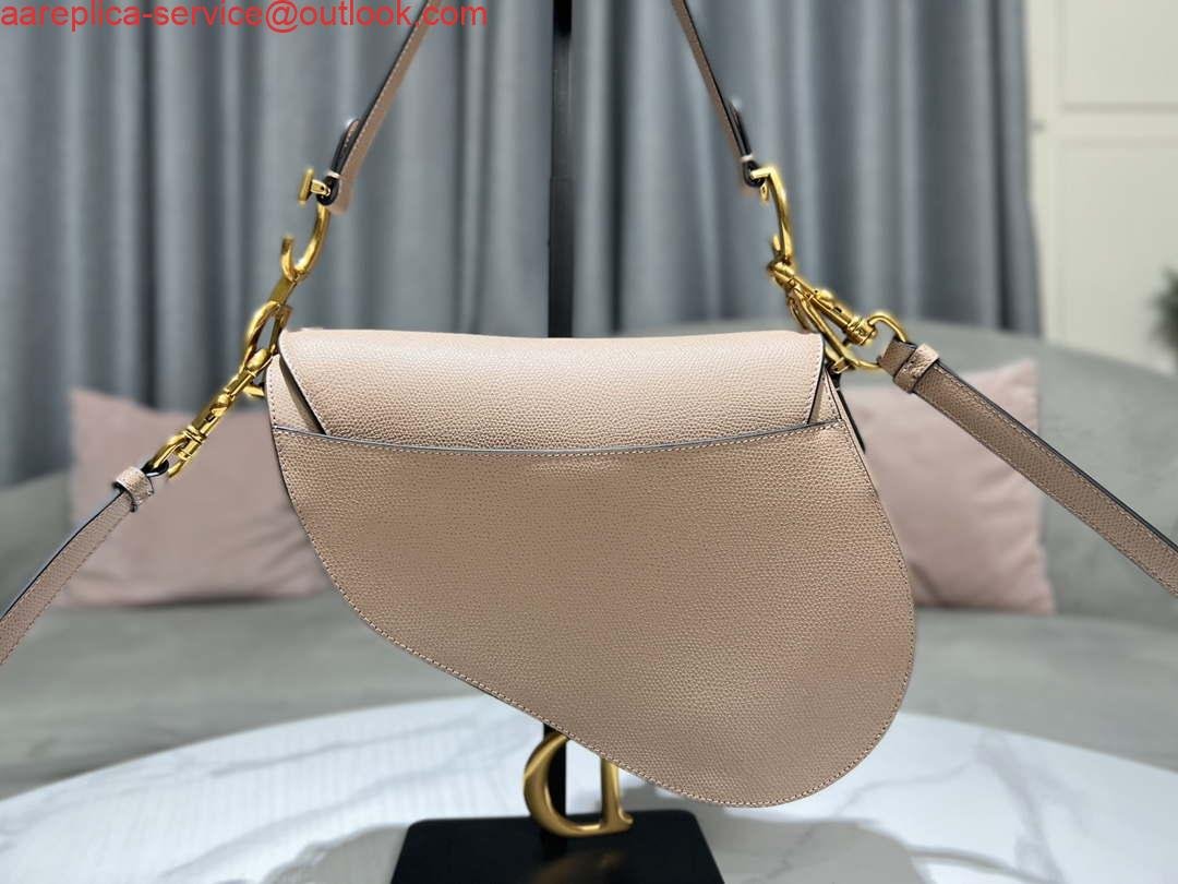 Replica Dior M0455 Saddle Bag With Strap Nude Grained Calfskin