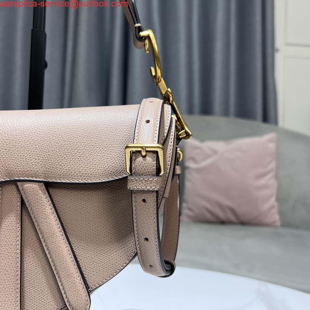 Replica Dior M0455 Saddle Bag With Strap Nude Grained Calfskin