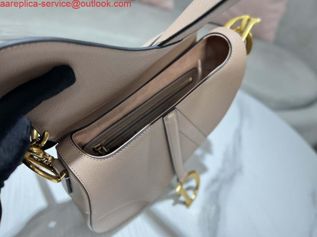 Replica Dior M0455 Saddle Bag With Strap Nude Grained Calfskin