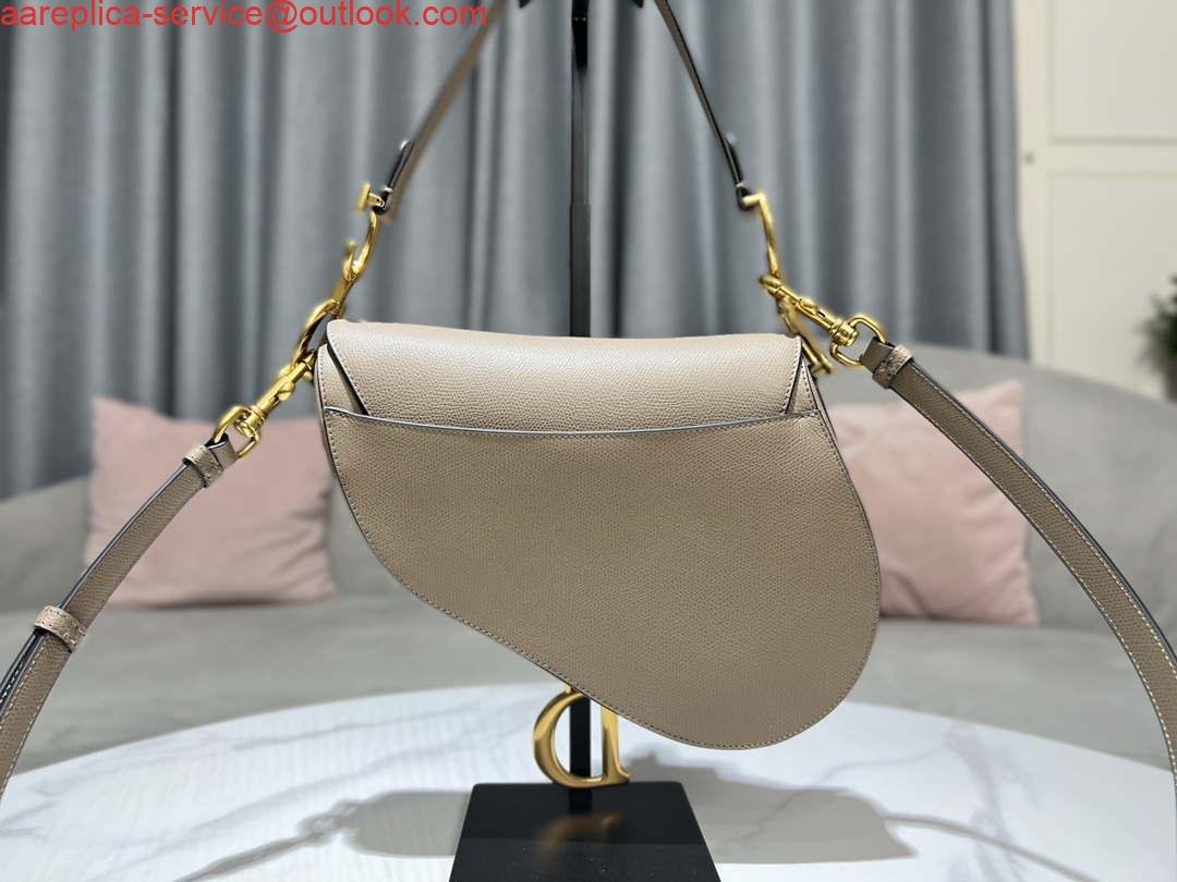 Replica Dior M0455 Saddle Bag With Strap Light Gray Grained Calfskin