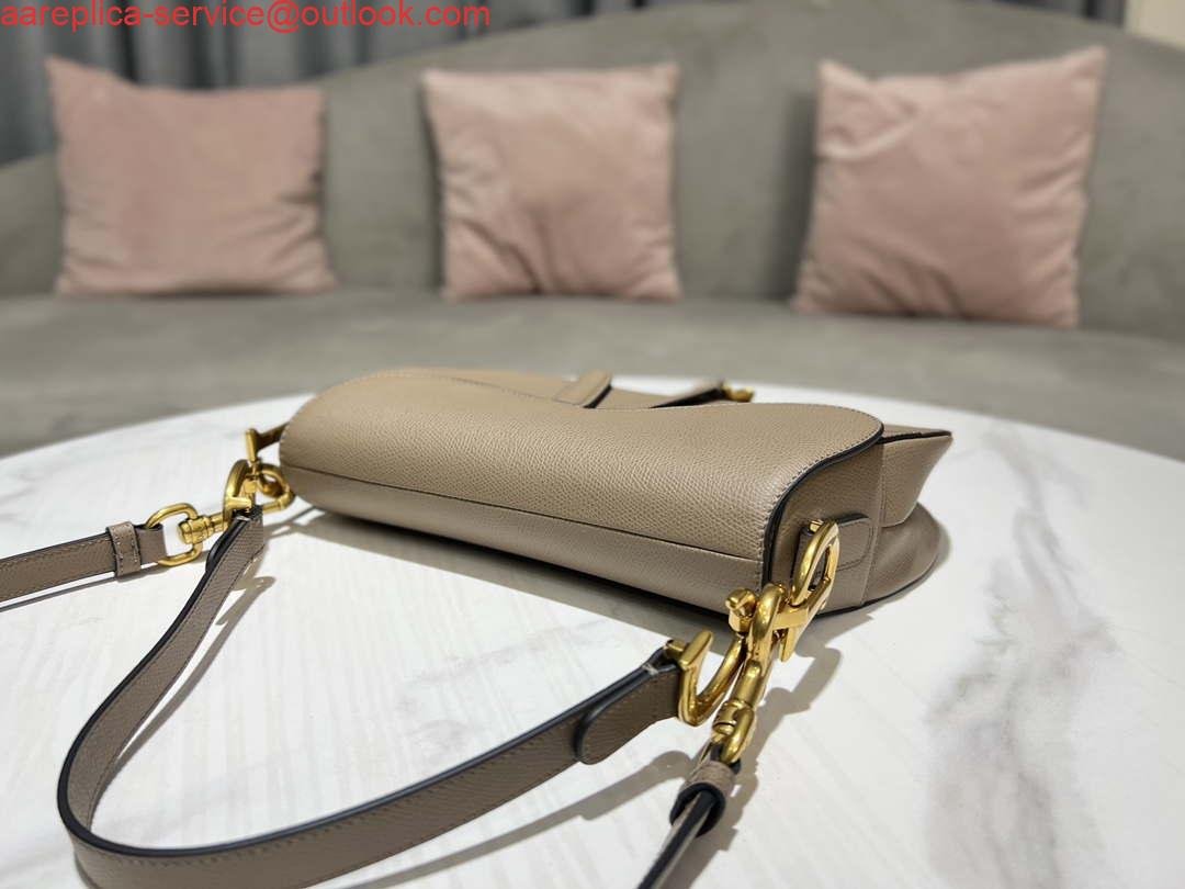 Replica Dior M0455 Saddle Bag With Strap Light Gray Grained Calfskin