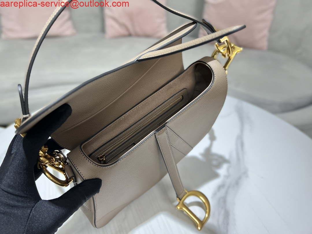Replica Dior M0455 Saddle Bag With Strap Light Gray Grained Calfskin