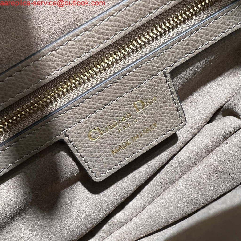 Replica Dior M0455 Saddle Bag With Strap Light Gray Grained Calfskin