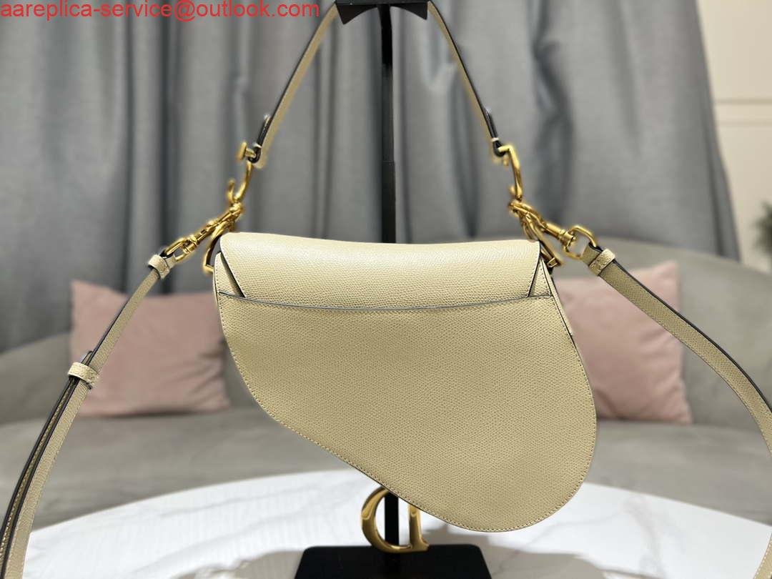 Replica Dior M0455 Saddle Bag With Strap Apricot Grained Calfskin