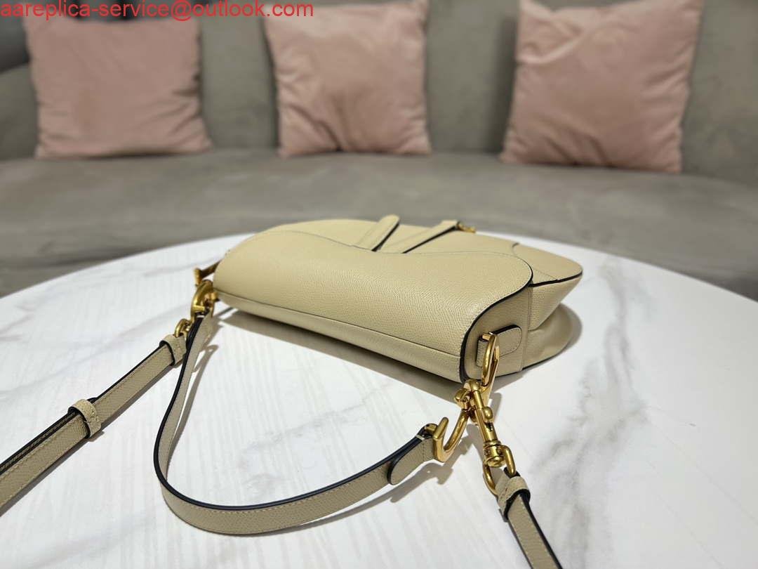 Replica Dior M0455 Saddle Bag With Strap Apricot Grained Calfskin
