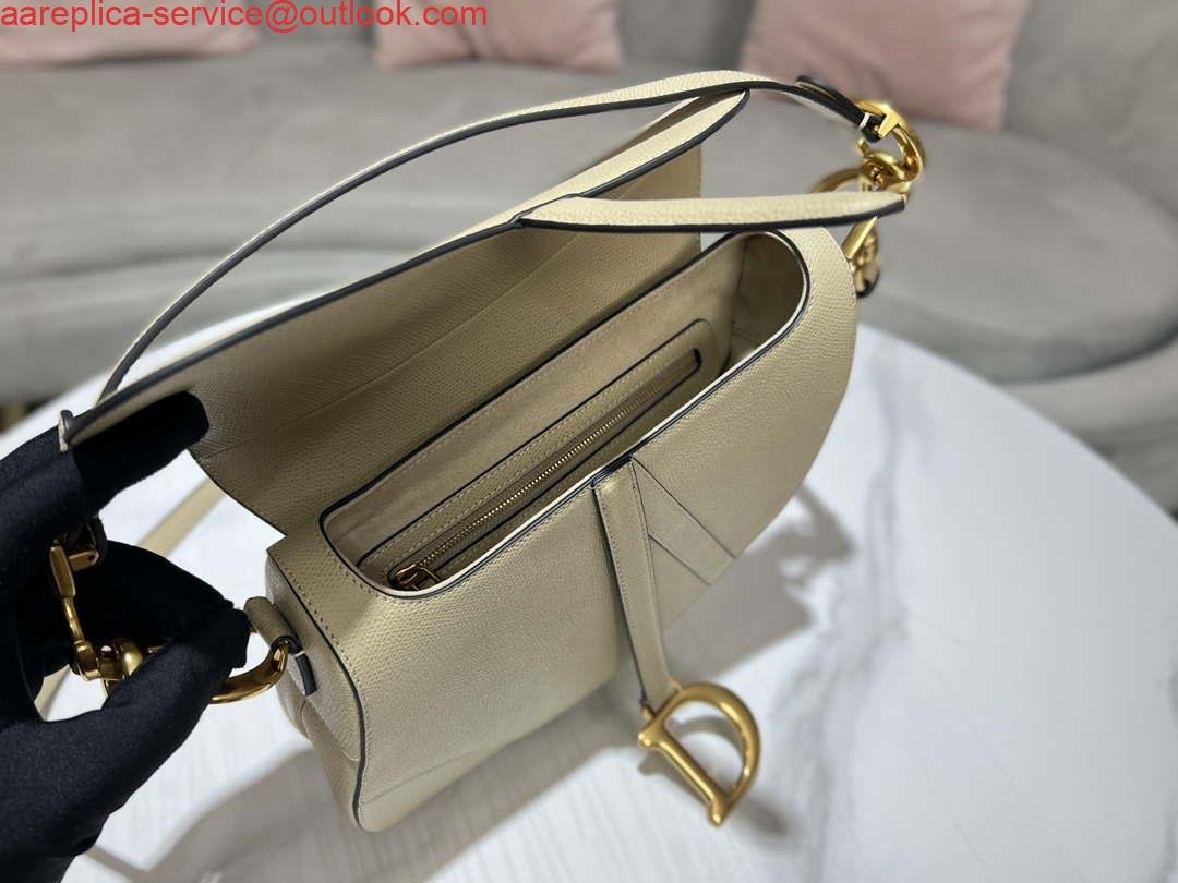 Replica Dior M0455 Saddle Bag With Strap Apricot Grained Calfskin