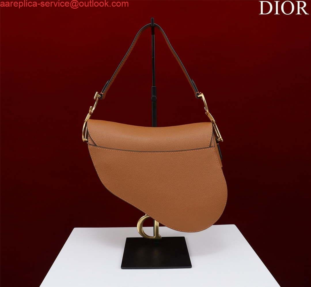 Replica Dior M0455 Saddle Bag With Strap Brown Grained Calfskin