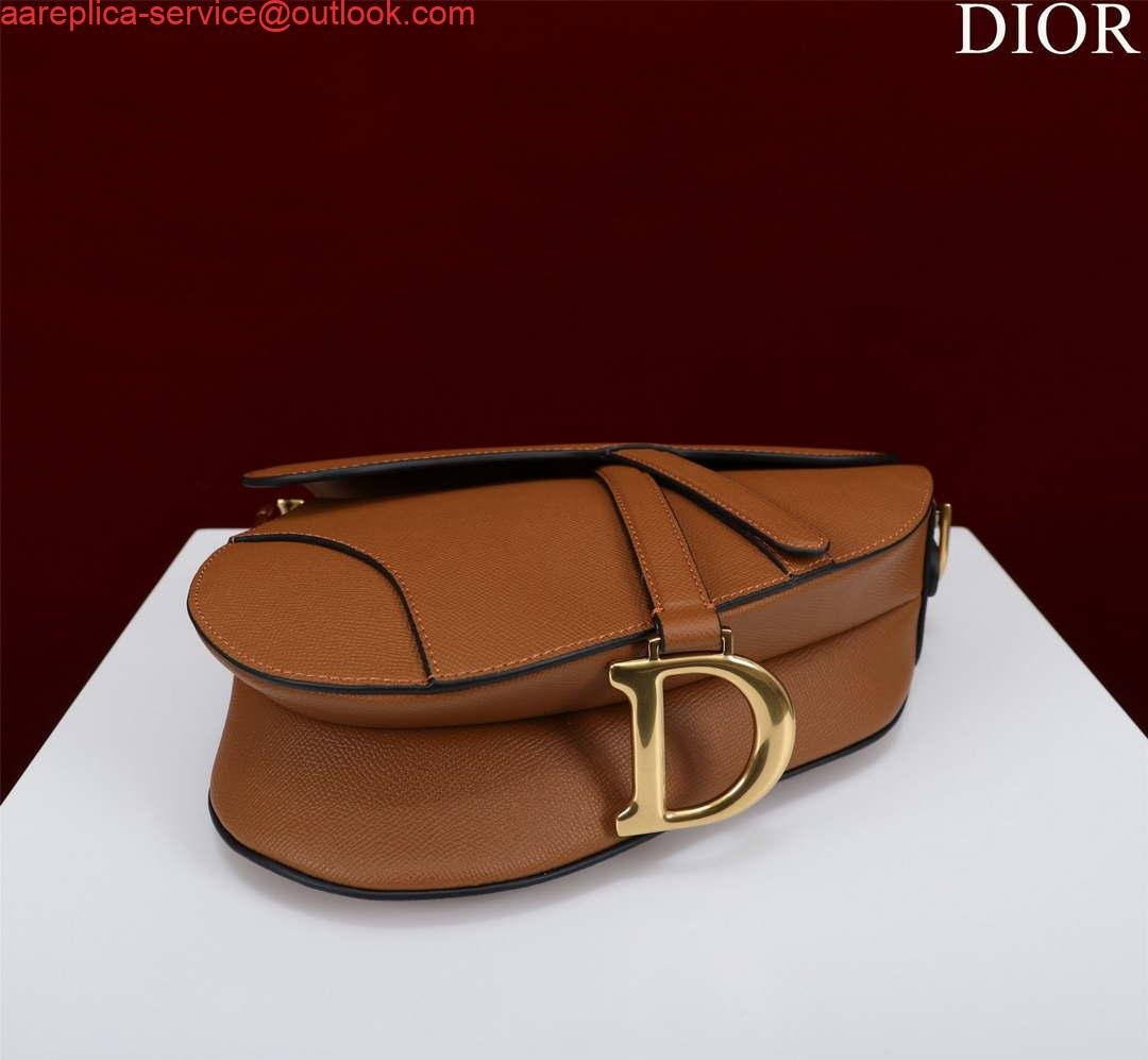 Replica Dior M0455 Saddle Bag With Strap Brown Grained Calfskin