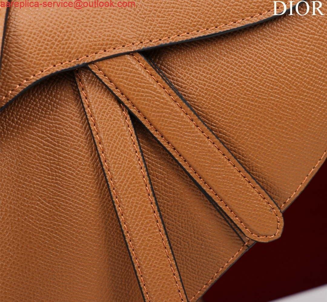 Replica Dior M0455 Saddle Bag With Strap Brown Grained Calfskin