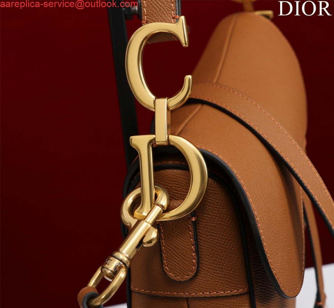 Replica Dior M0455 Saddle Bag With Strap Brown Grained Calfskin