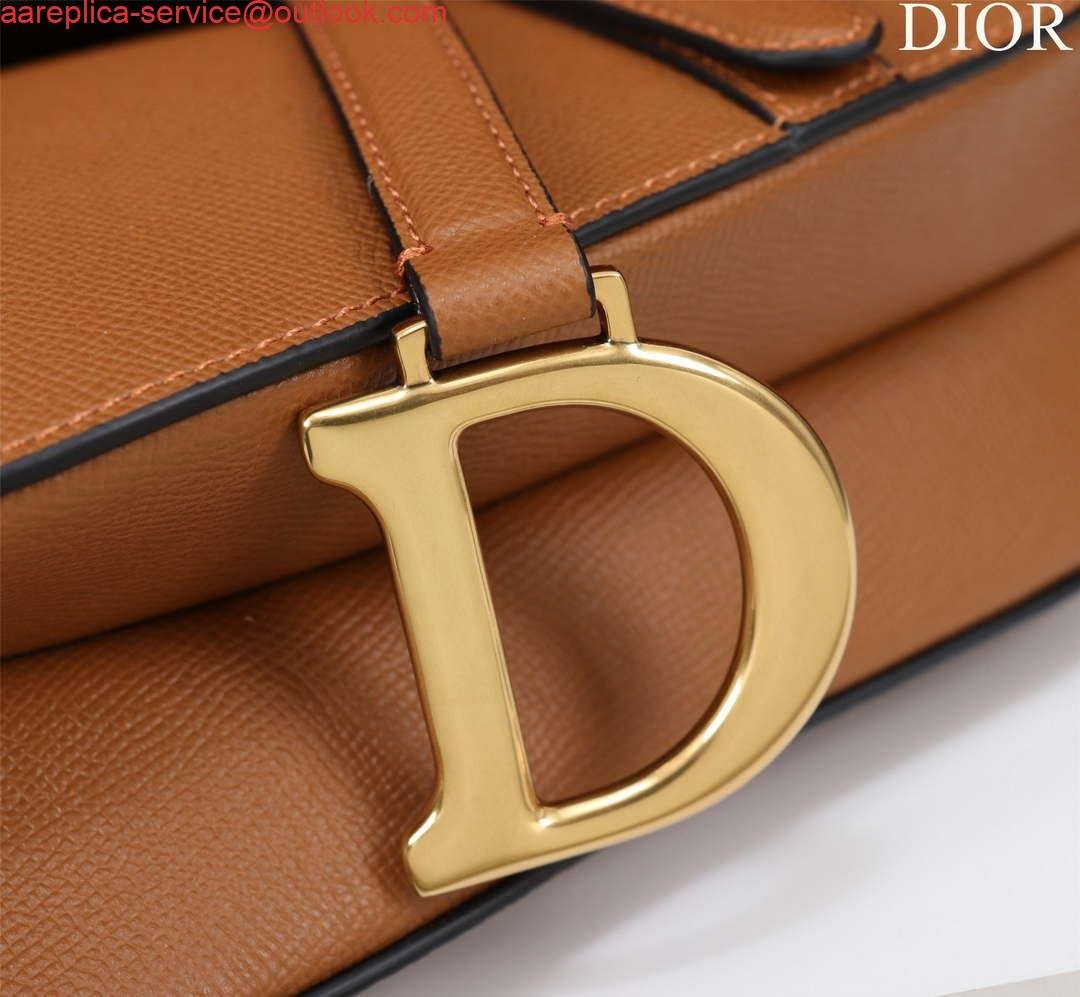 Replica Dior M0455 Saddle Bag With Strap Brown Grained Calfskin