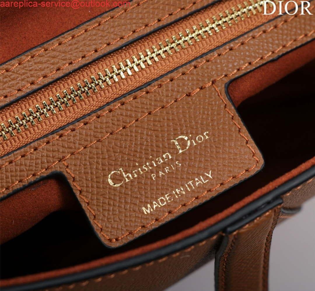 Replica Dior M0455 Saddle Bag With Strap Brown Grained Calfskin