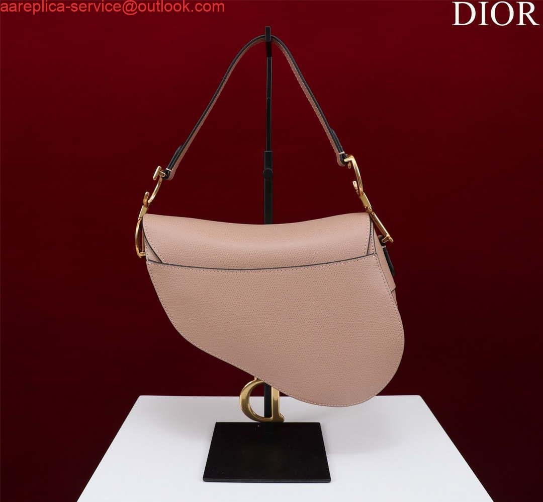 Replica Dior M0455 Saddle Bag With Strap Pink Grained Calfskin