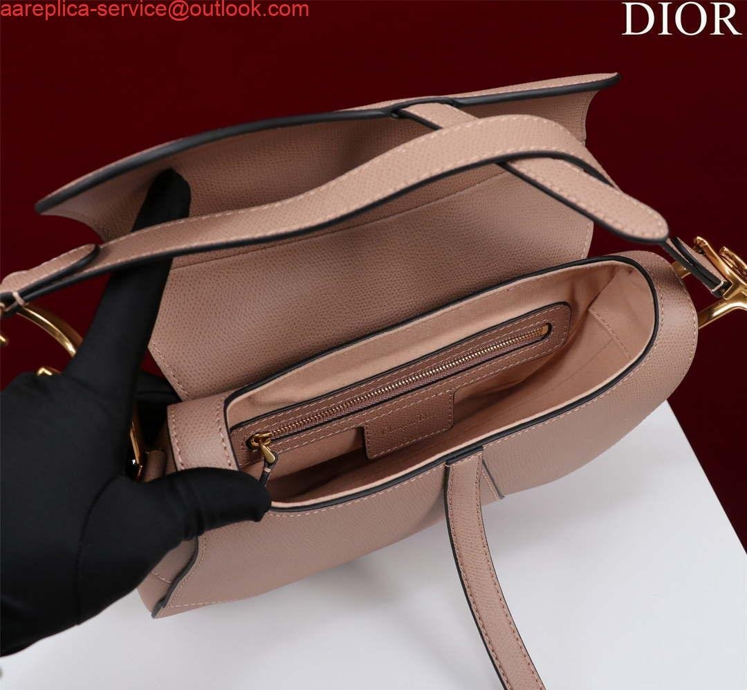 Replica Dior M0455 Saddle Bag With Strap Pink Grained Calfskin