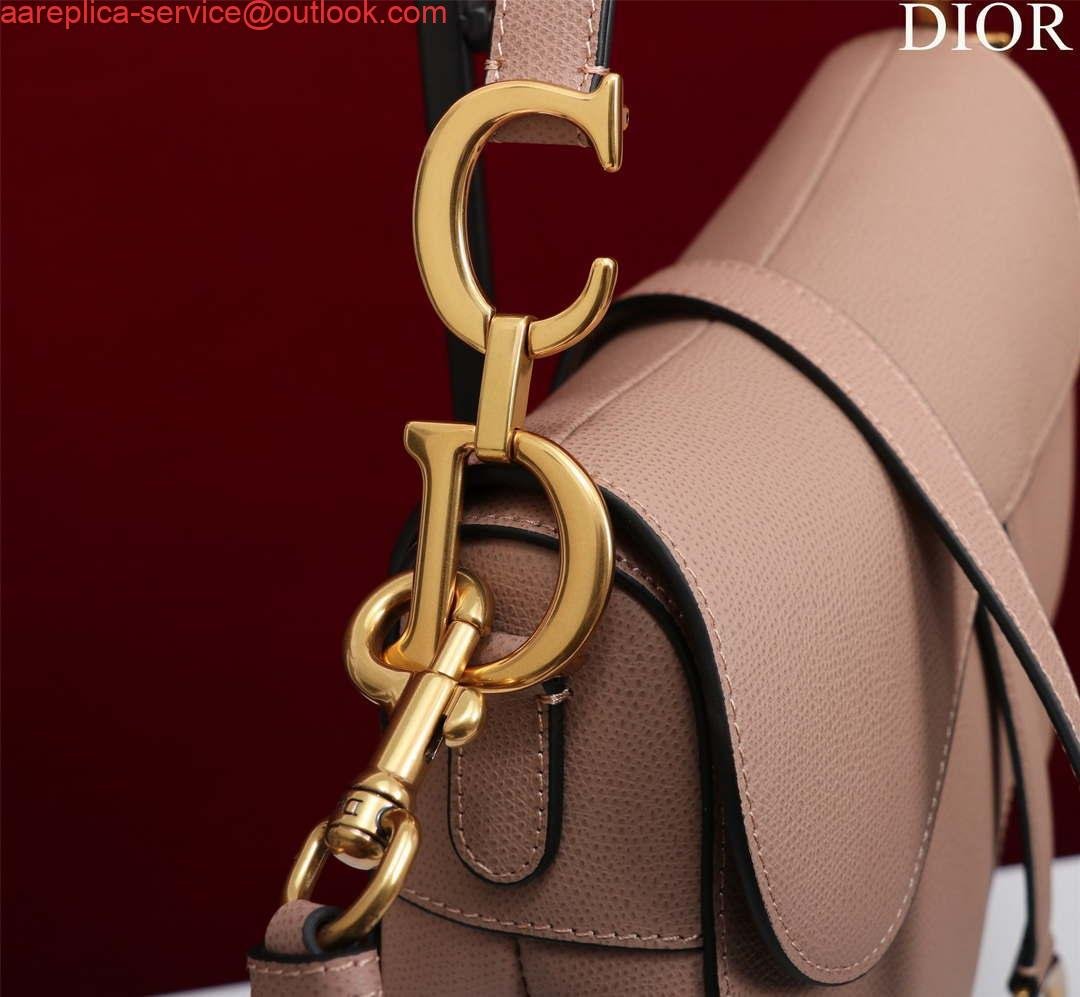 Replica Dior M0455 Saddle Bag With Strap Pink Grained Calfskin