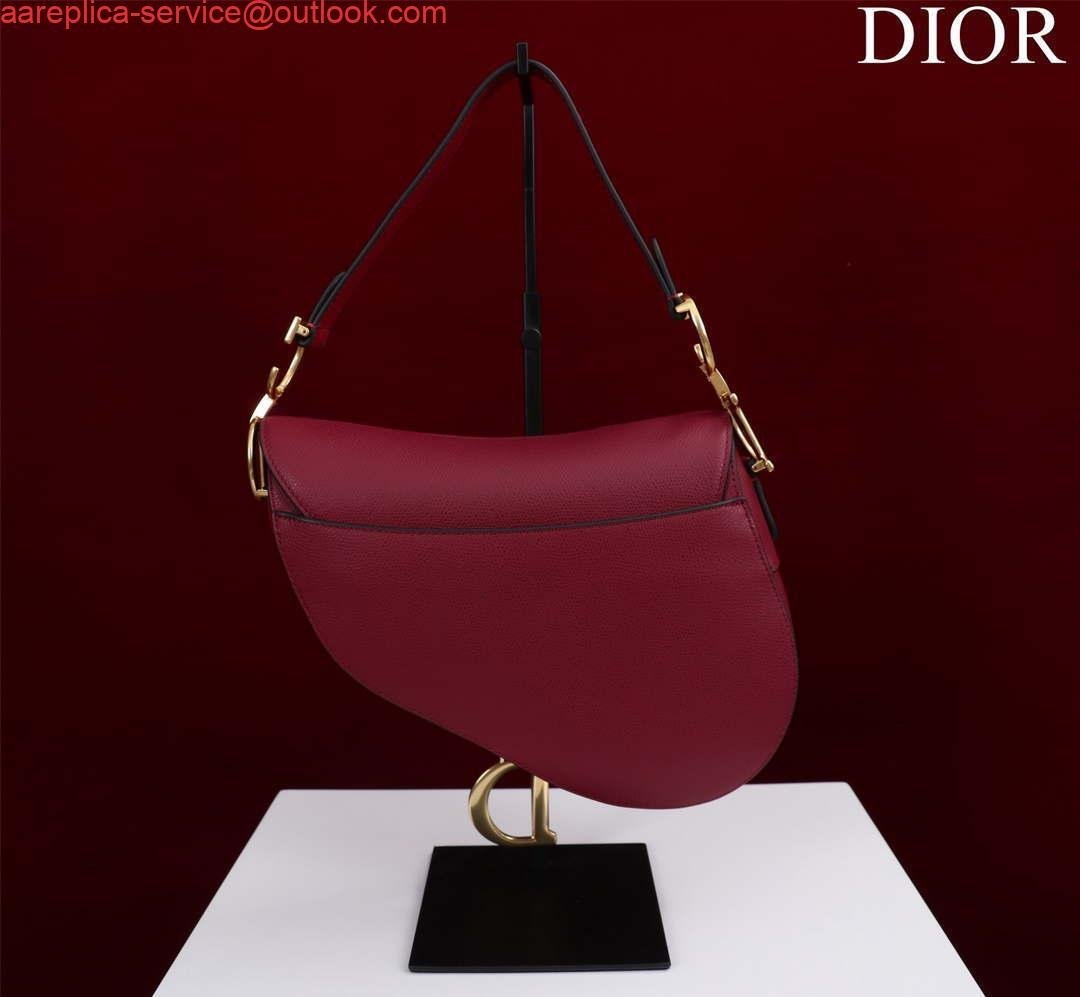 Replica Dior M0455 Saddle Bag With Strap Wine Red Grained Calfskin