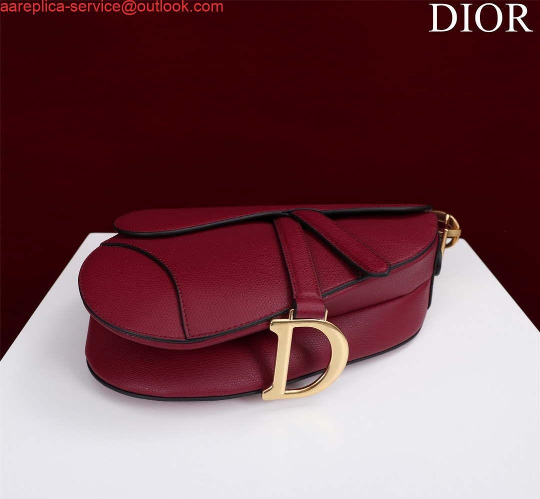 Replica Dior M0455 Saddle Bag With Strap Wine Red Grained Calfskin