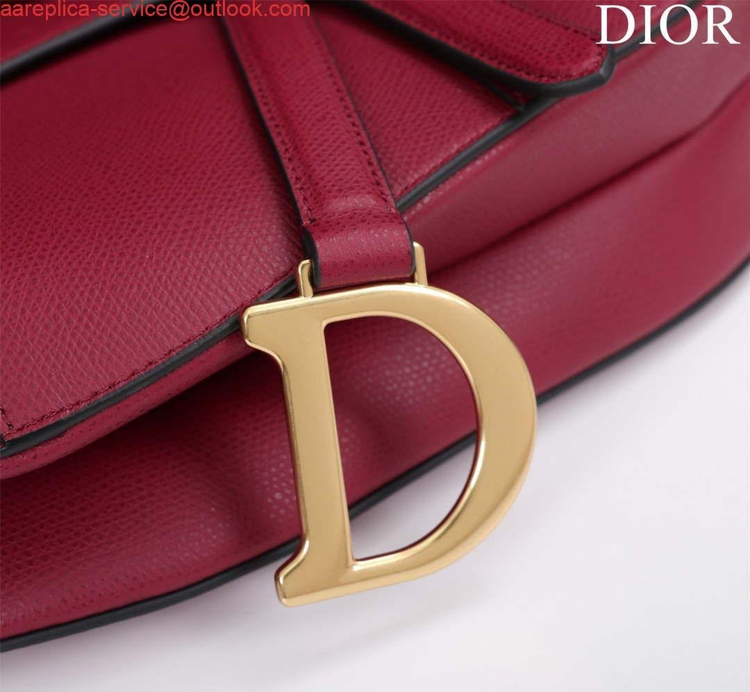 Replica Dior M0455 Saddle Bag With Strap Wine Red Grained Calfskin