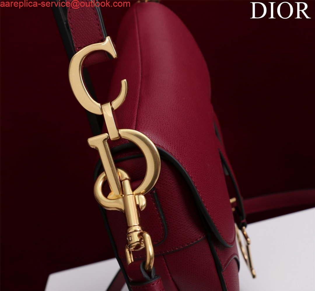 Replica Dior M0455 Saddle Bag With Strap Wine Red Grained Calfskin