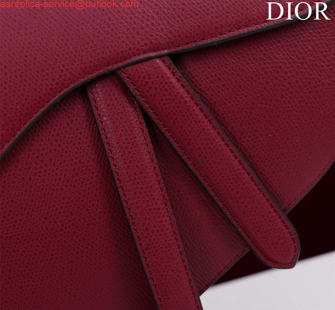 Replica Dior M0455 Saddle Bag With Strap Wine Red Grained Calfskin