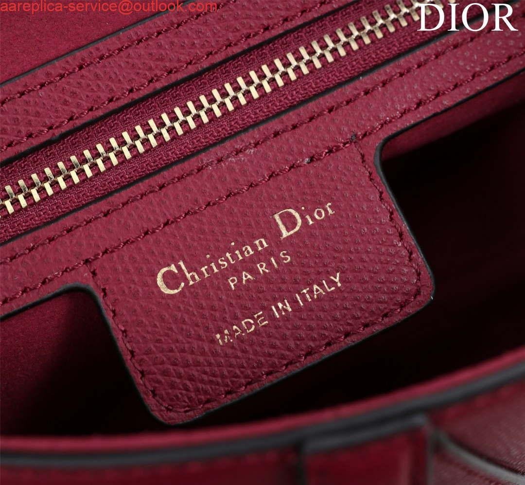 Replica Dior M0455 Saddle Bag With Strap Wine Red Grained Calfskin