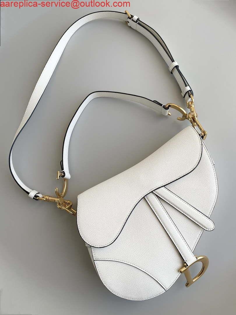 Replica Dior M0455 Saddle Bag With Strap White Grained Calfskin