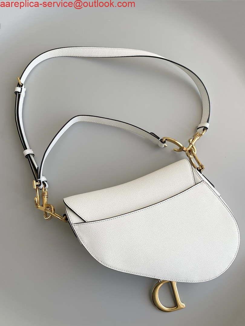 Replica Dior M0455 Saddle Bag With Strap White Grained Calfskin
