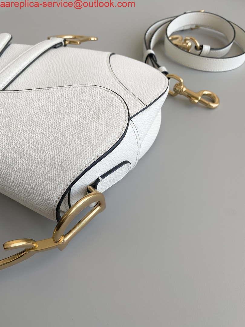Replica Dior M0455 Saddle Bag With Strap White Grained Calfskin