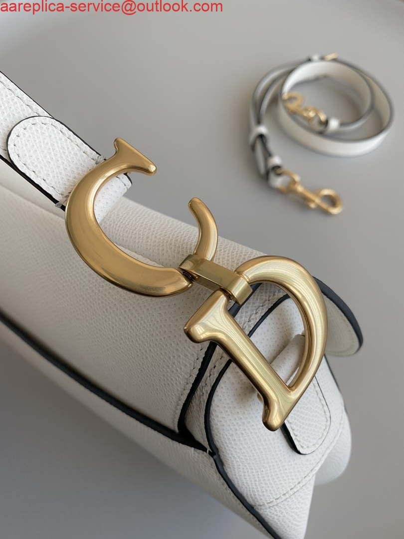 Replica Dior M0455 Saddle Bag With Strap White Grained Calfskin