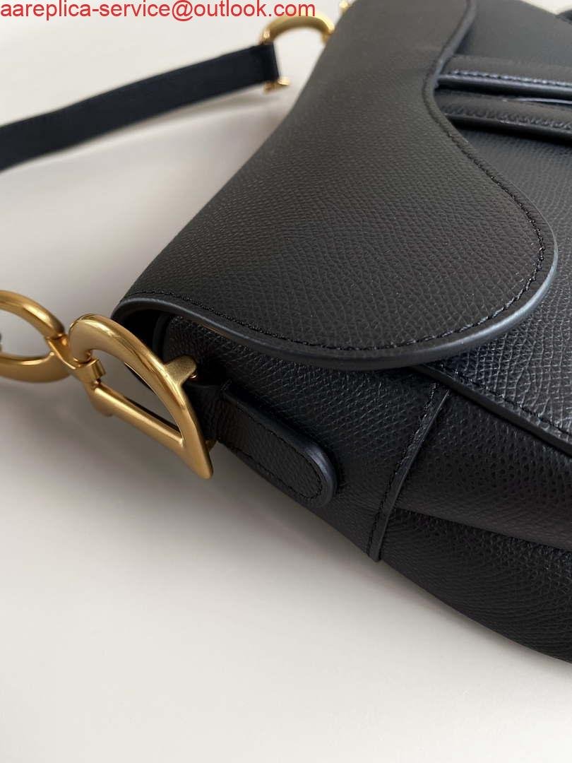 Replica Dior M0455 Saddle Bag With Strap Black Grained Calfskin