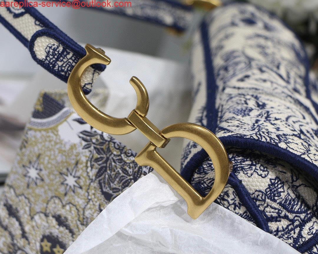 Replica Dior Saddle Bag M0446 Blue Toile de Jouy Embroidery