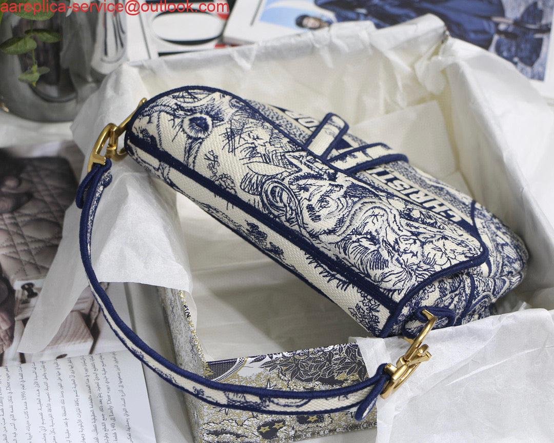 Replica Dior Saddle Bag M0446 Blue Toile de Jouy Embroidery